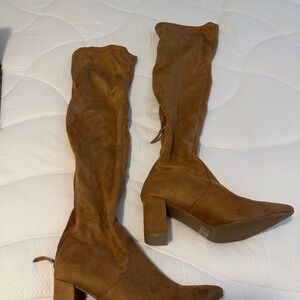 Brown Suede Knee-High Boots